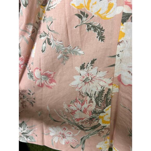 LOFT Outlet Pink Floral Linen Blend Blazer Tailored Jacket Workwear Size 14 - Picture 9 of 9
